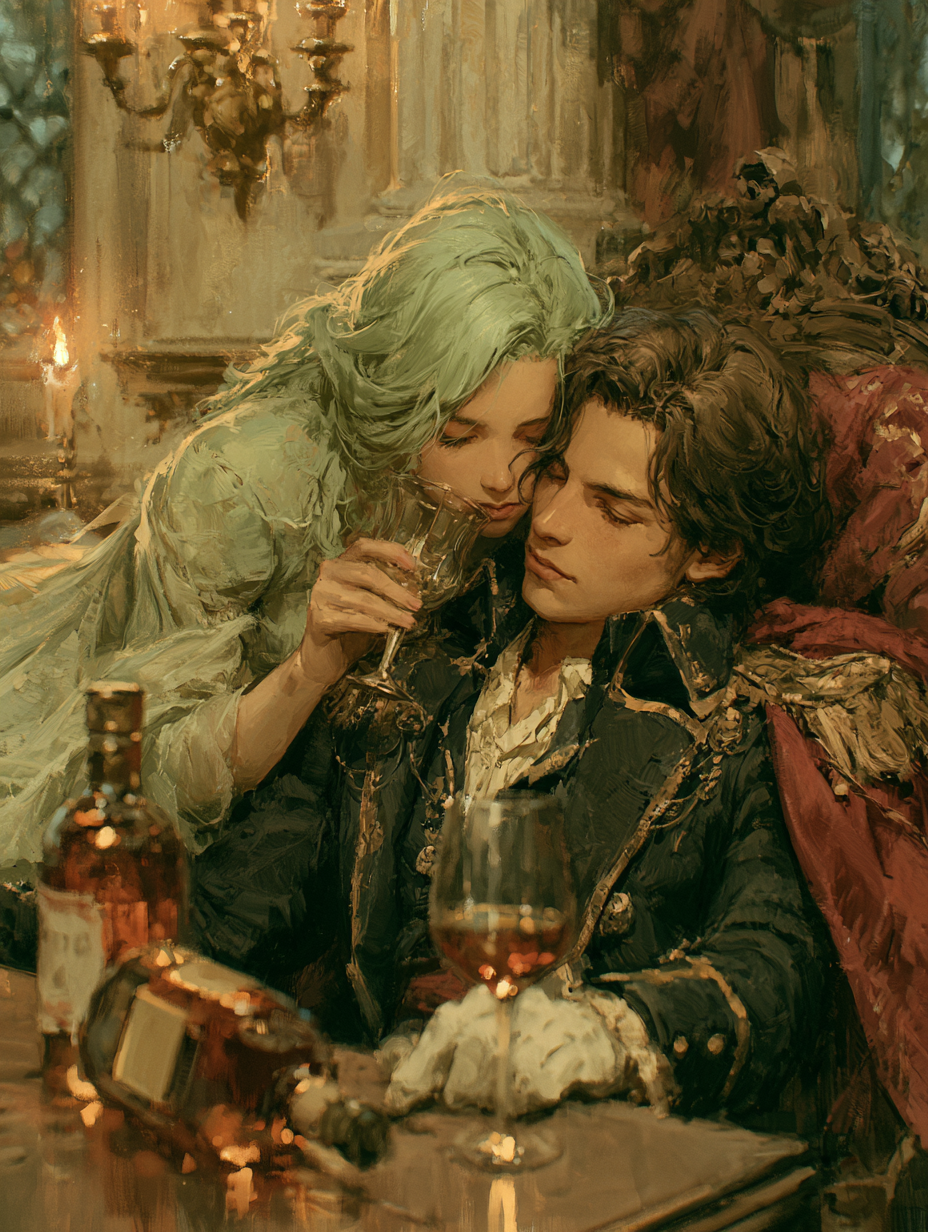 Gothic Aristocrats in Candlelit Repose - alternate