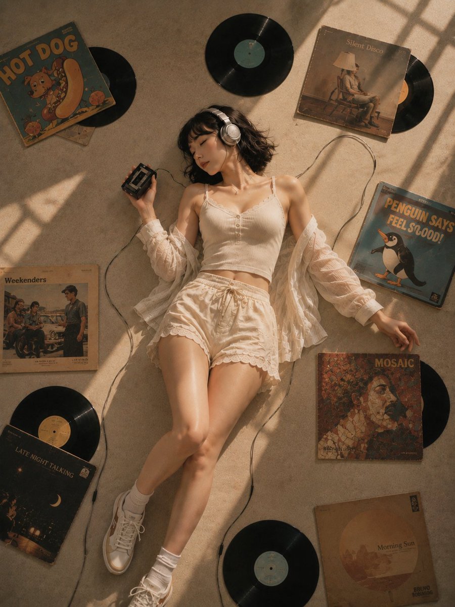Vintage Vinyl Reverie in Golden Sunlight