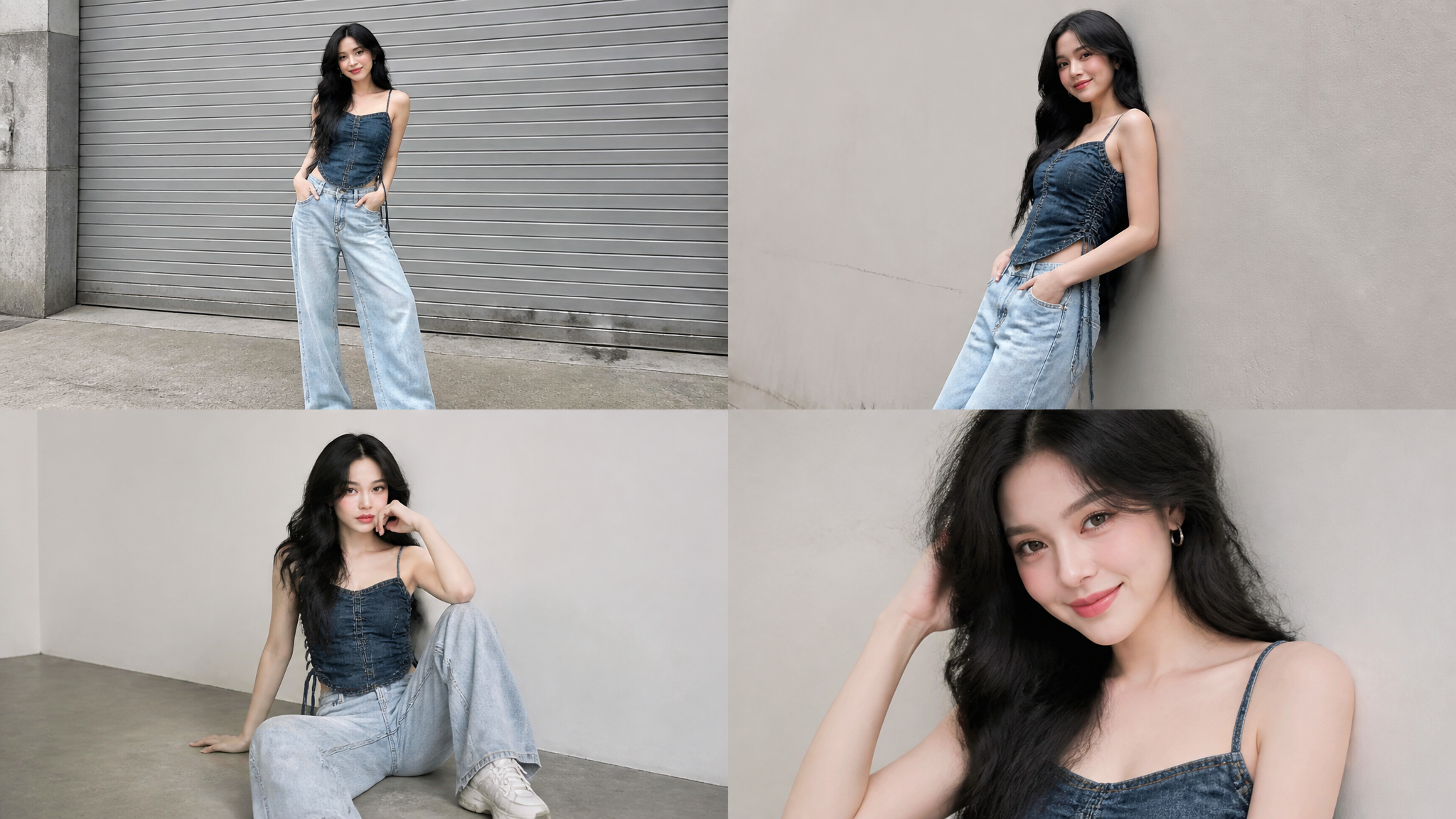 Gen-Z Urban Denim Fashion Collage