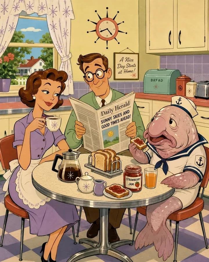 Vintage 1950s Animation Character Scene - alternate