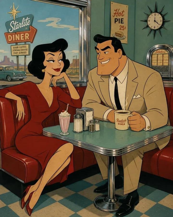 Vintage 1950s Animation Character Scene - alternate