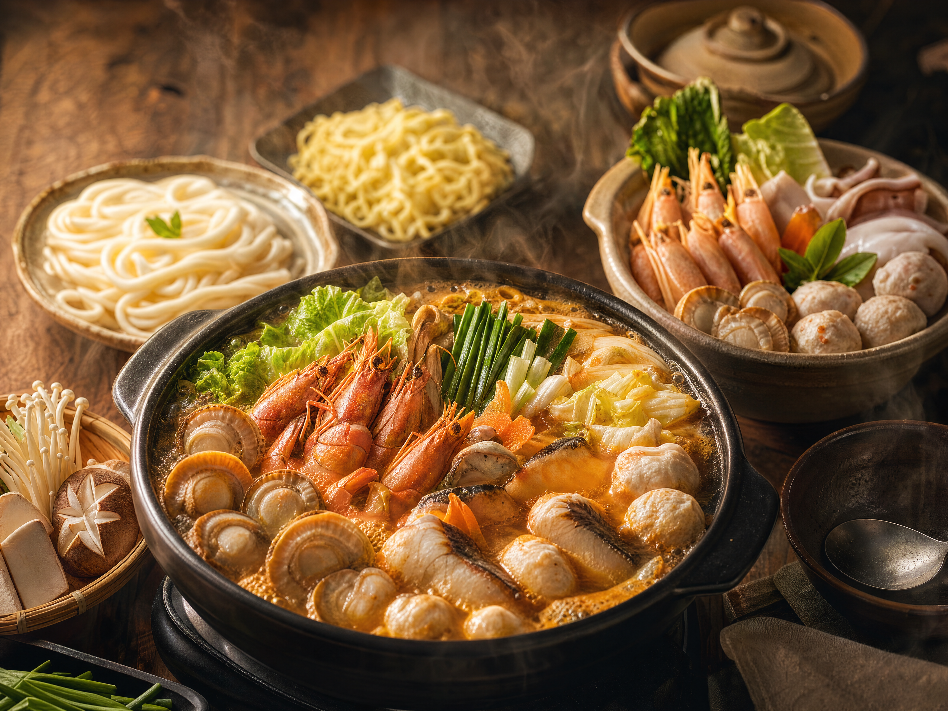 Rustic Korean Seafood Stew Cinematic Still