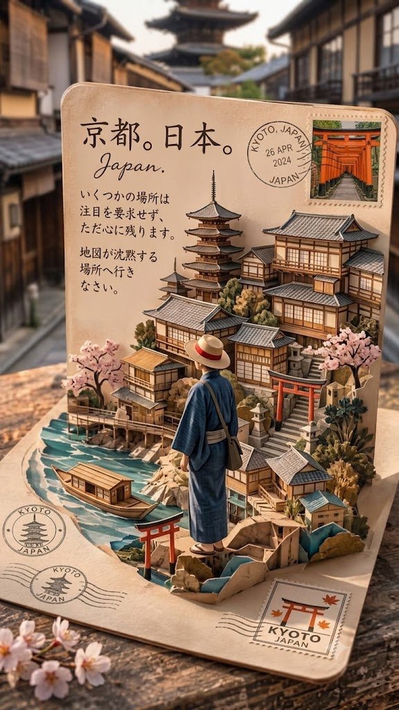 Kyoto Papercraft Pop-Up Diorama Postcard