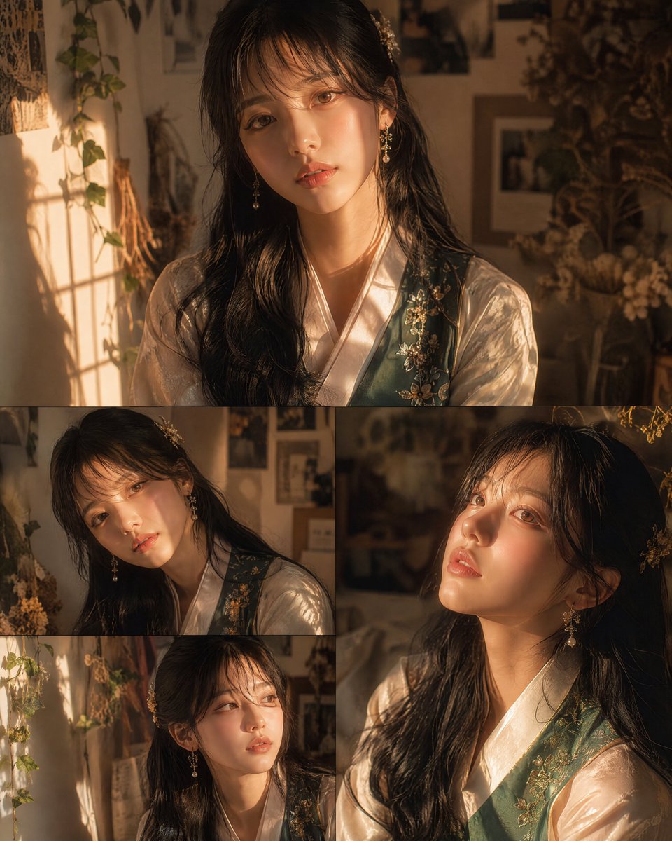 Elegant Korean Modern Hanbok Portrait Collage
