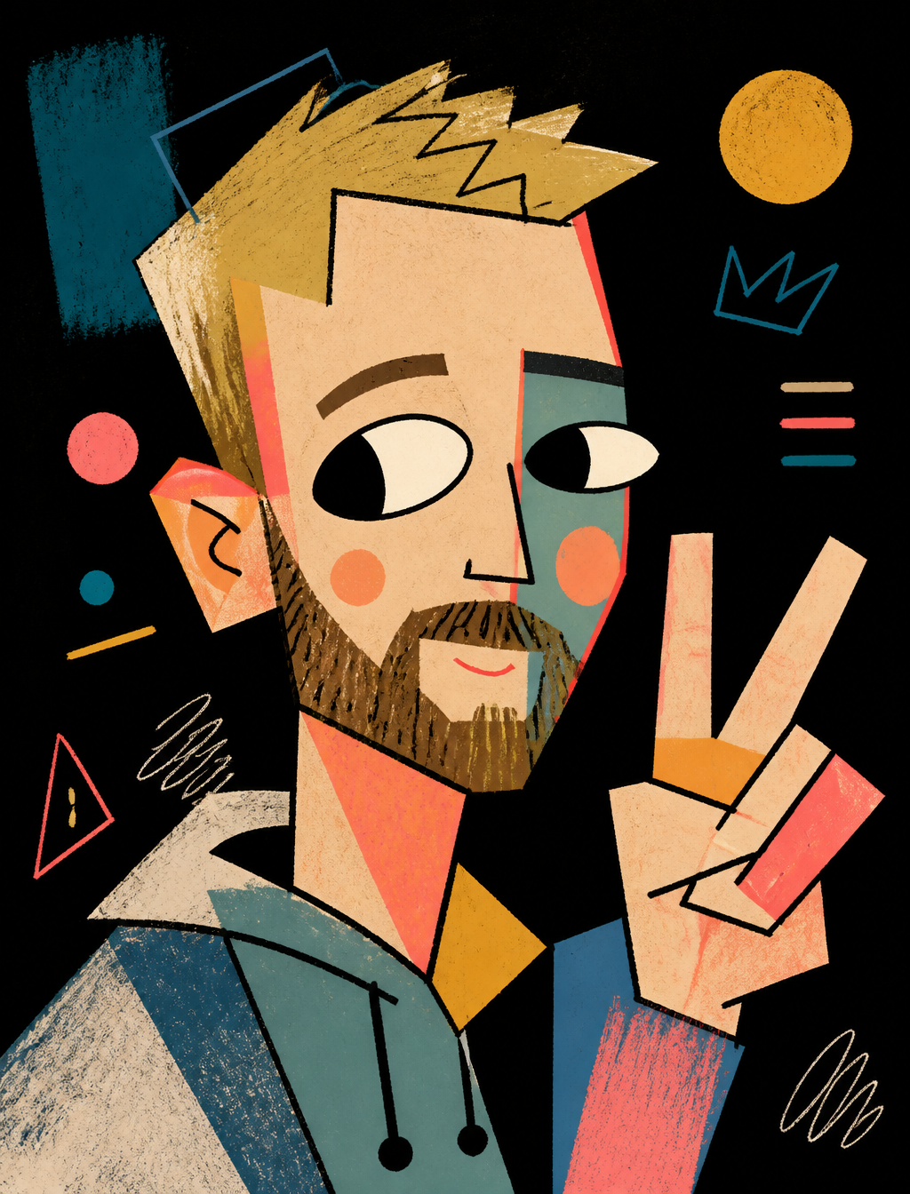 Kawaii Neo-Cubist Vector Portrait