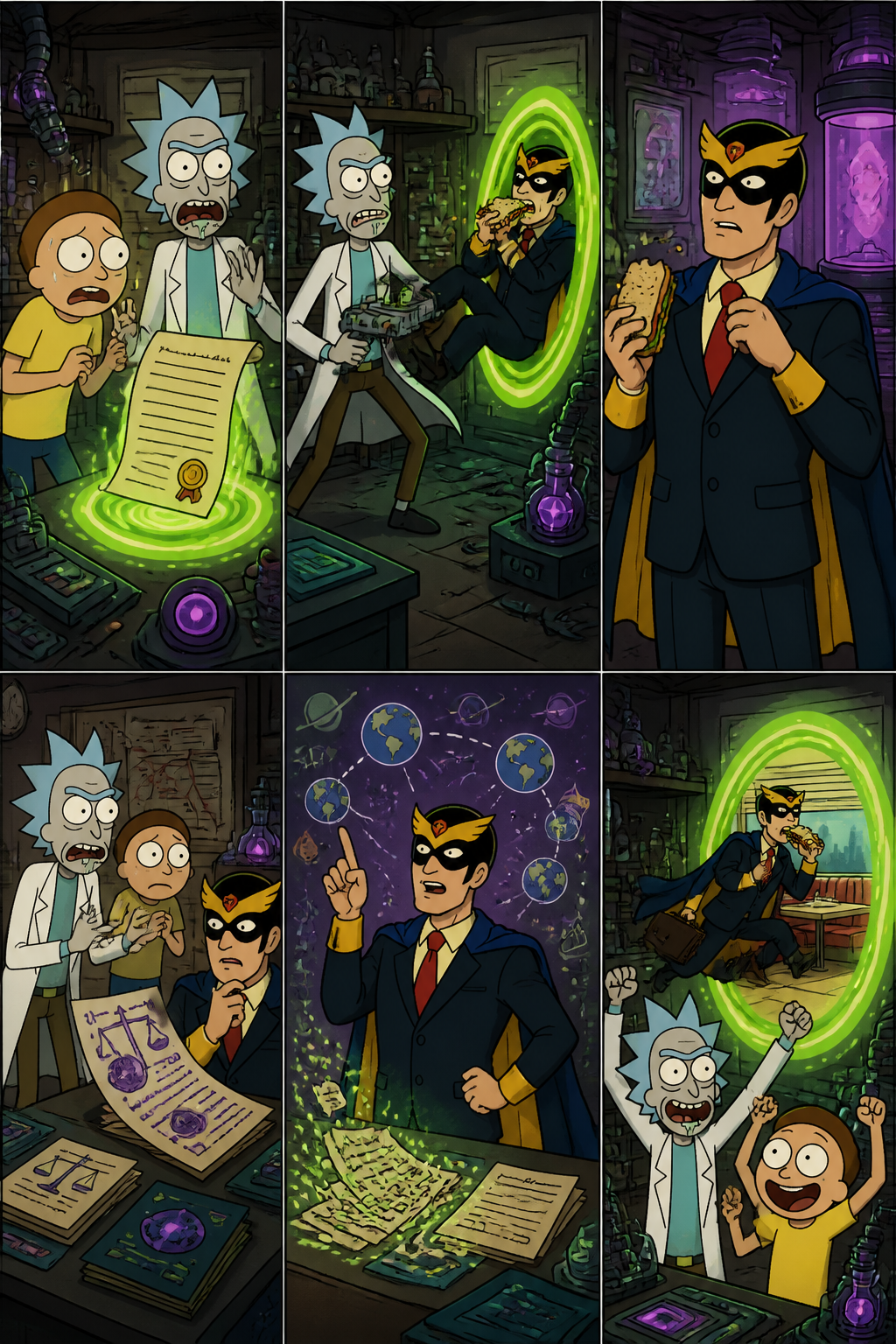 Interdimensional Legal Crossover Comic Layout
