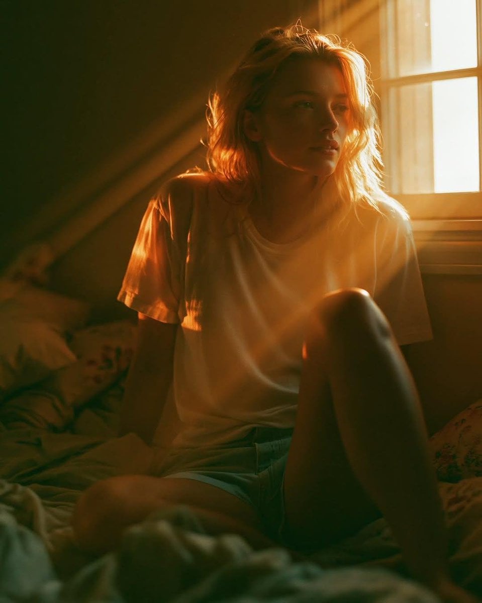 Golden Hour Solitude in Cozy Bedroom