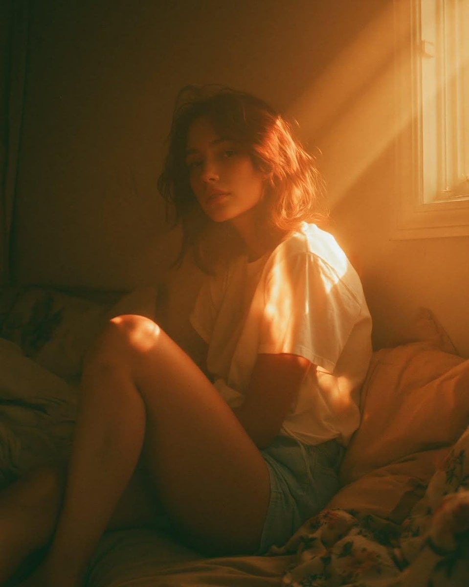 Golden Hour Solitude in Cozy Bedroom - alternate