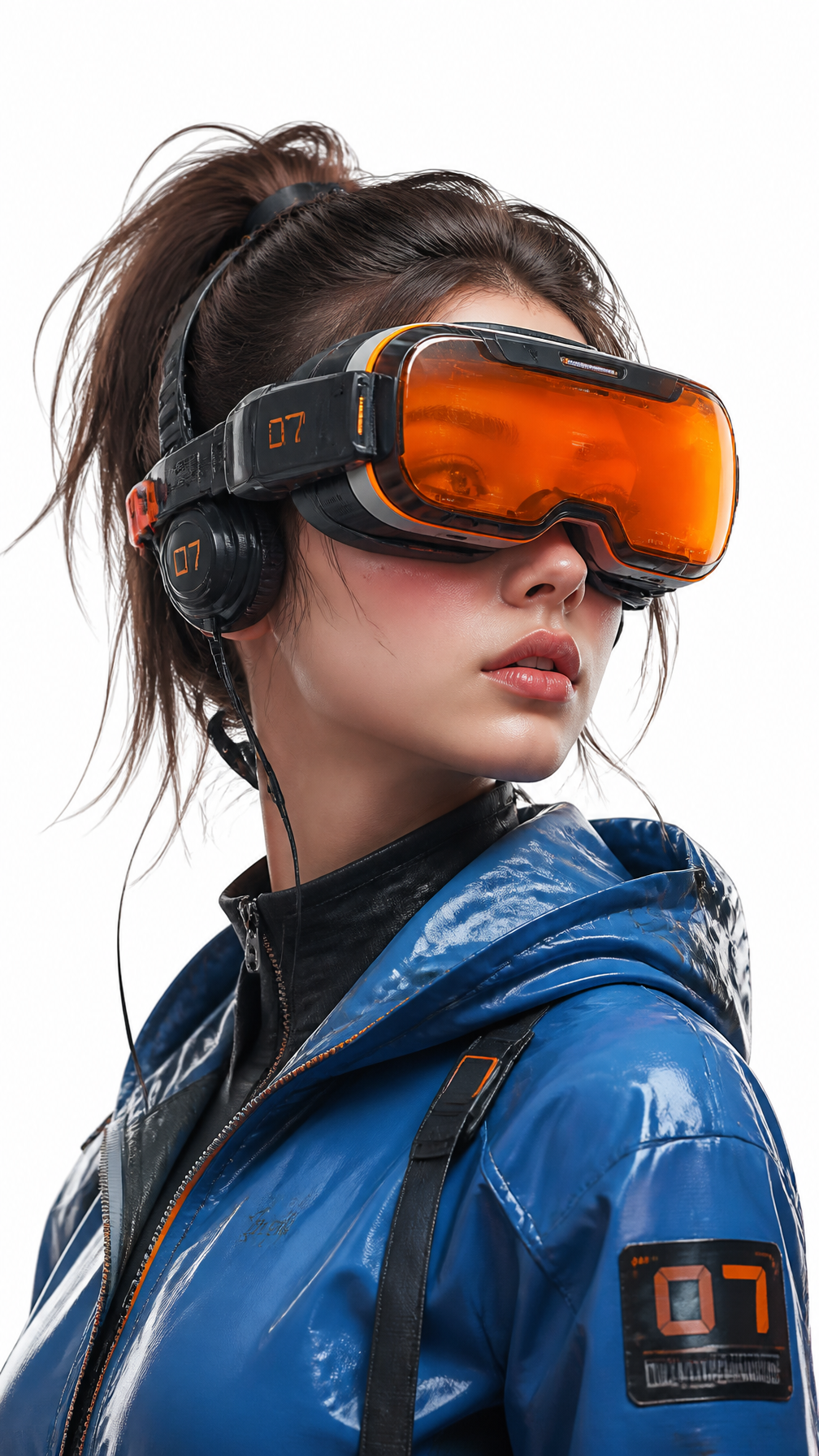 Cyberpunk Woman in Orange VR Gear