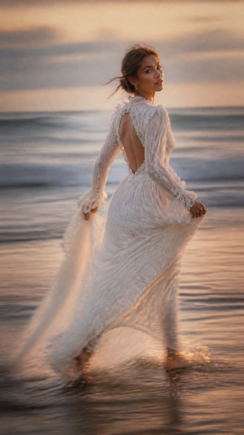 Ethereal Beach Run Cinematic Portrait