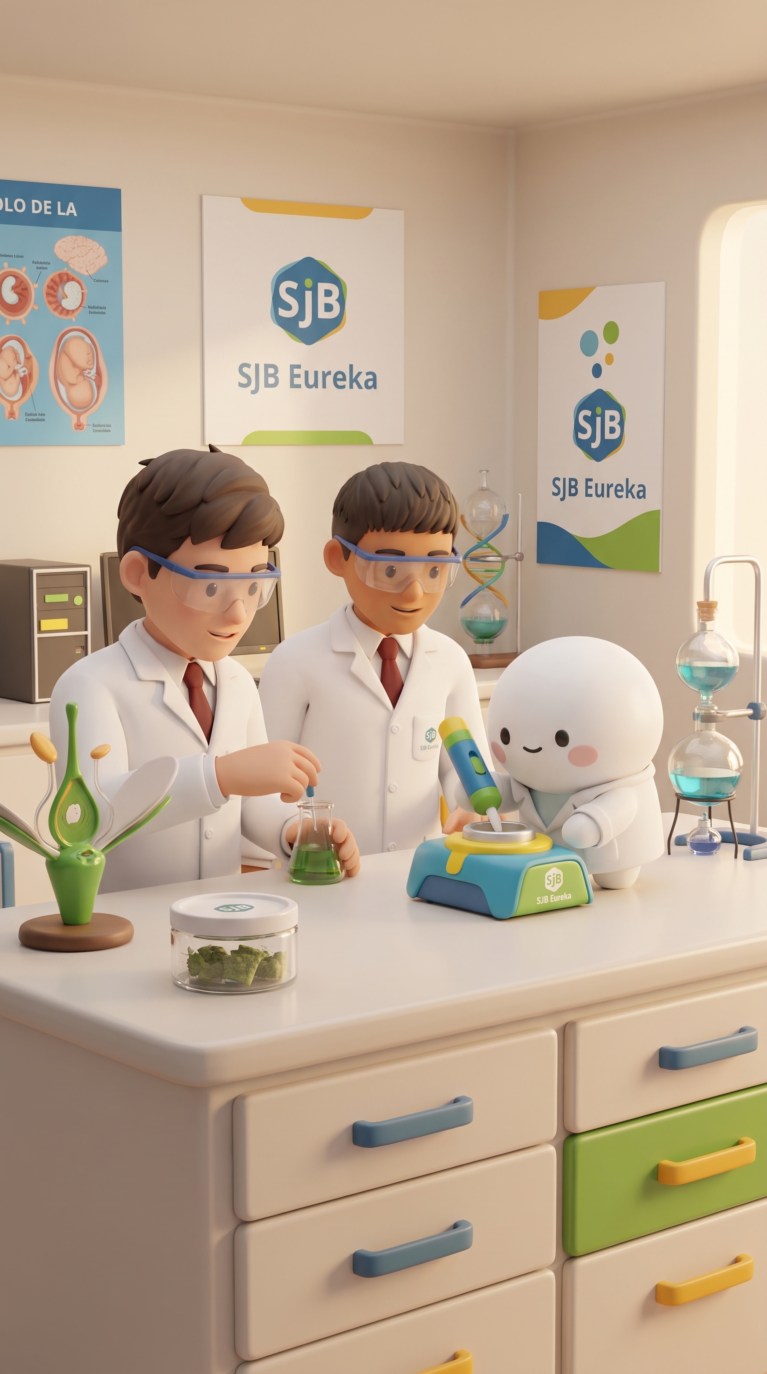 3D Cute Scientist in Brand Lab