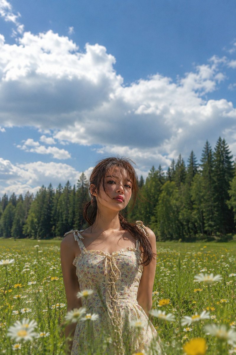 Dreamy Summer Meadow Editorial Portrait