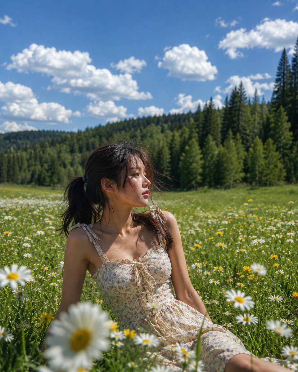 Dreamy Summer Meadow Editorial Portrait - alternate
