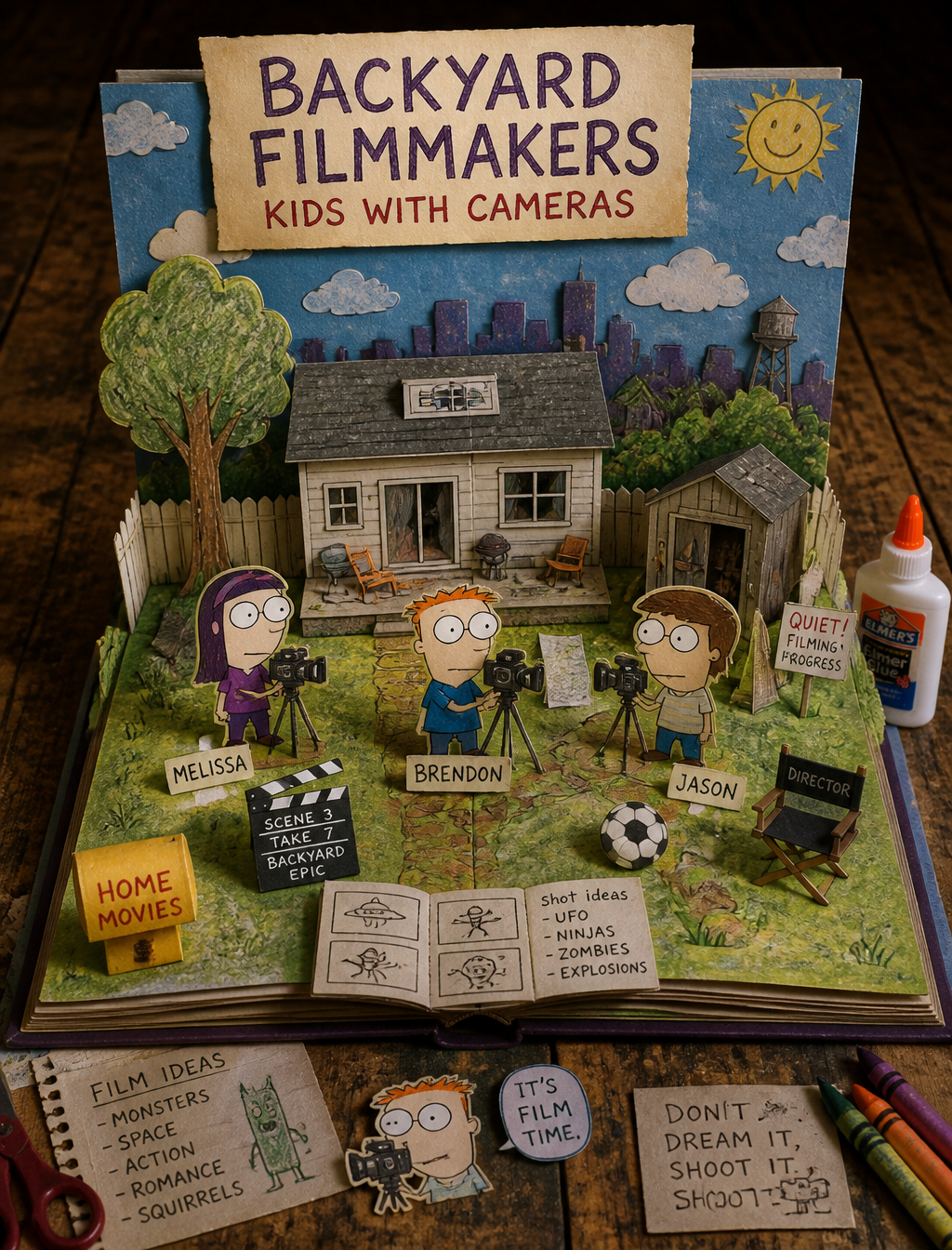 Nostalgic Backyard Cinema Papercraft Diorama