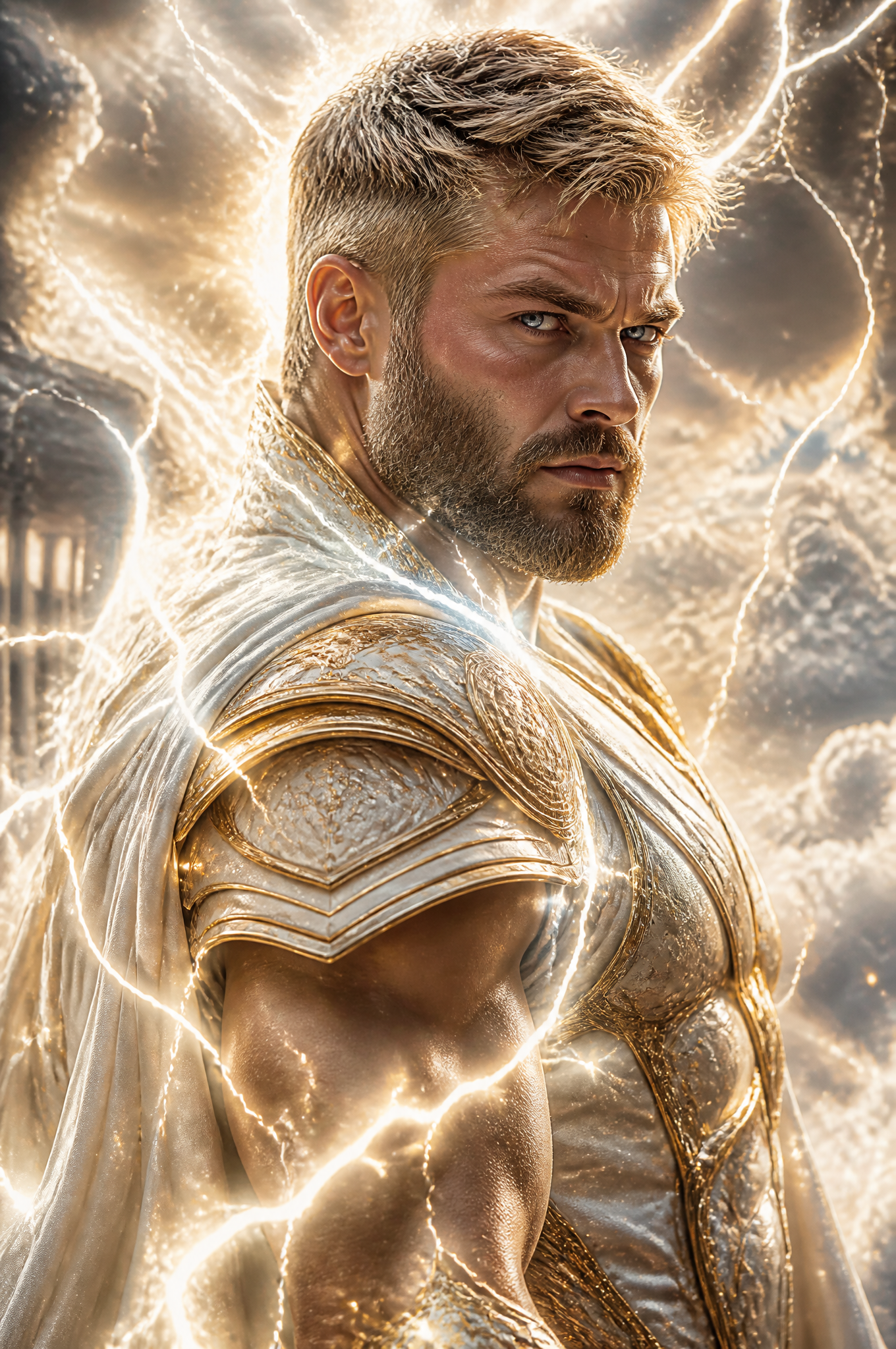 Divine Norse Thunder God in Celestial Armor