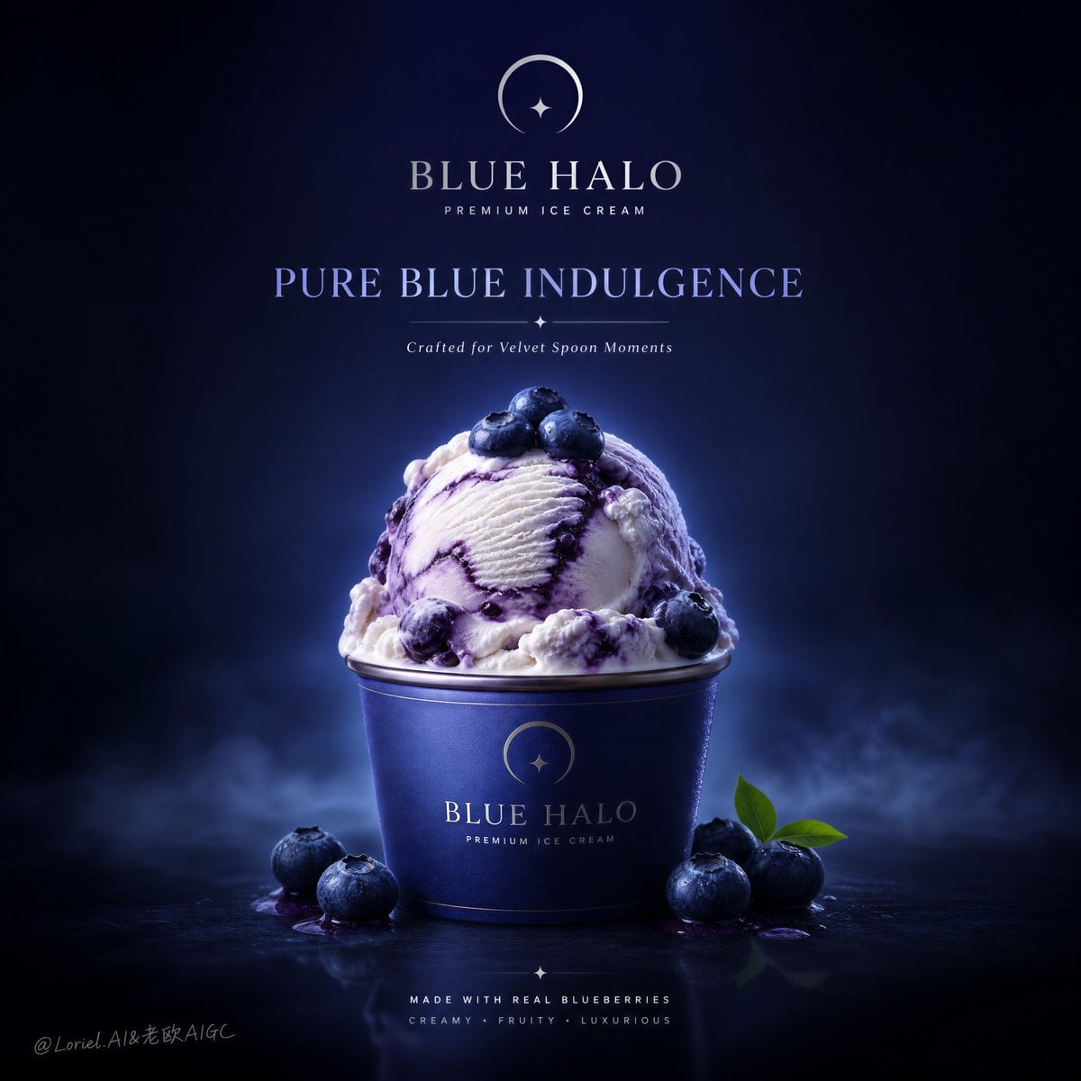 Blue Halo Luxury Blueberry Ice Cream Campaign