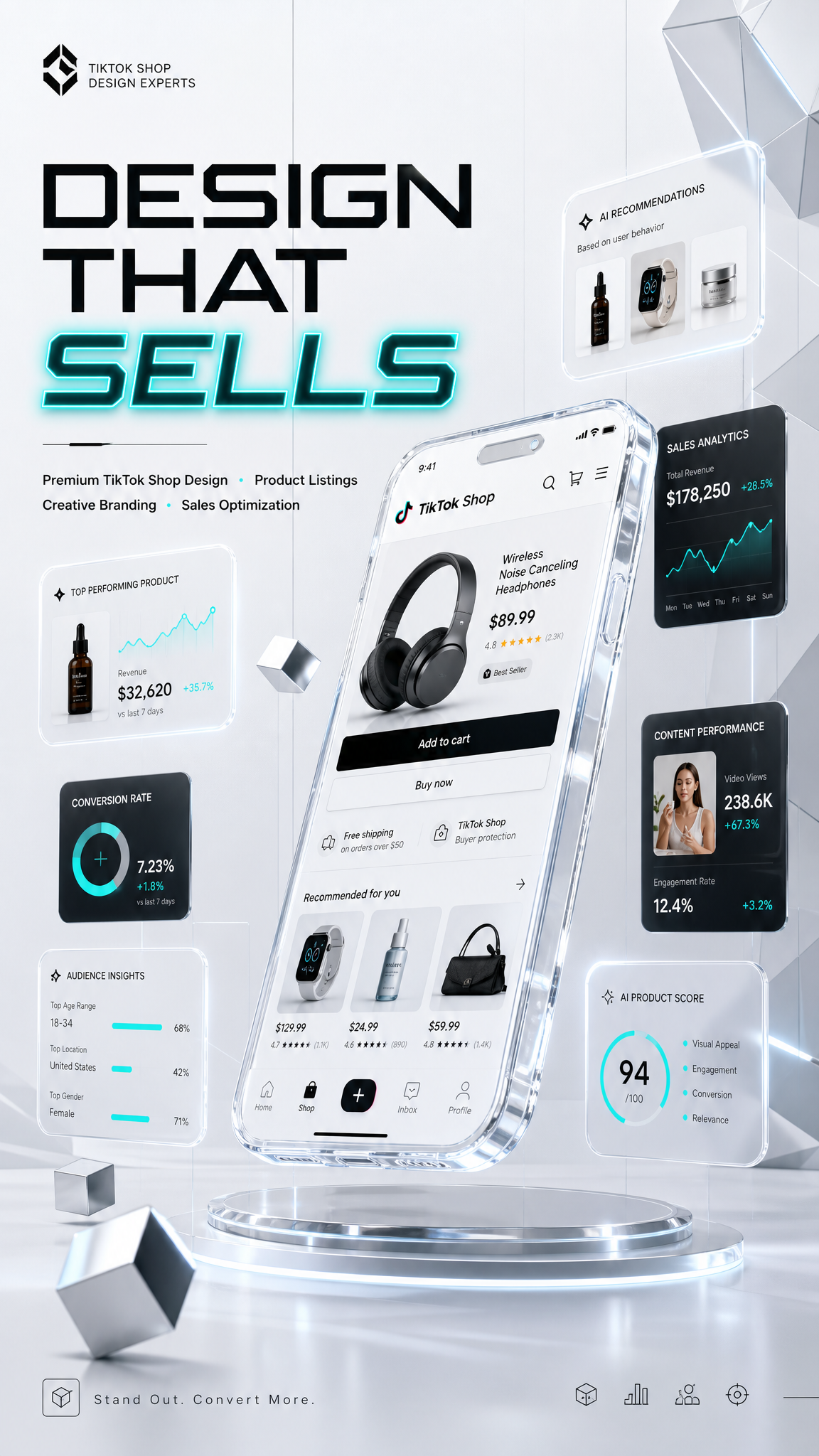 Futuristic Holographic TikTok Shop UI Concept