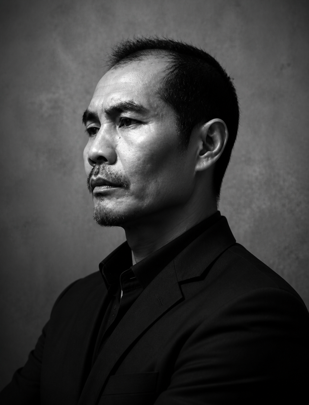 Sophisticated Monochrome Profile Portrait