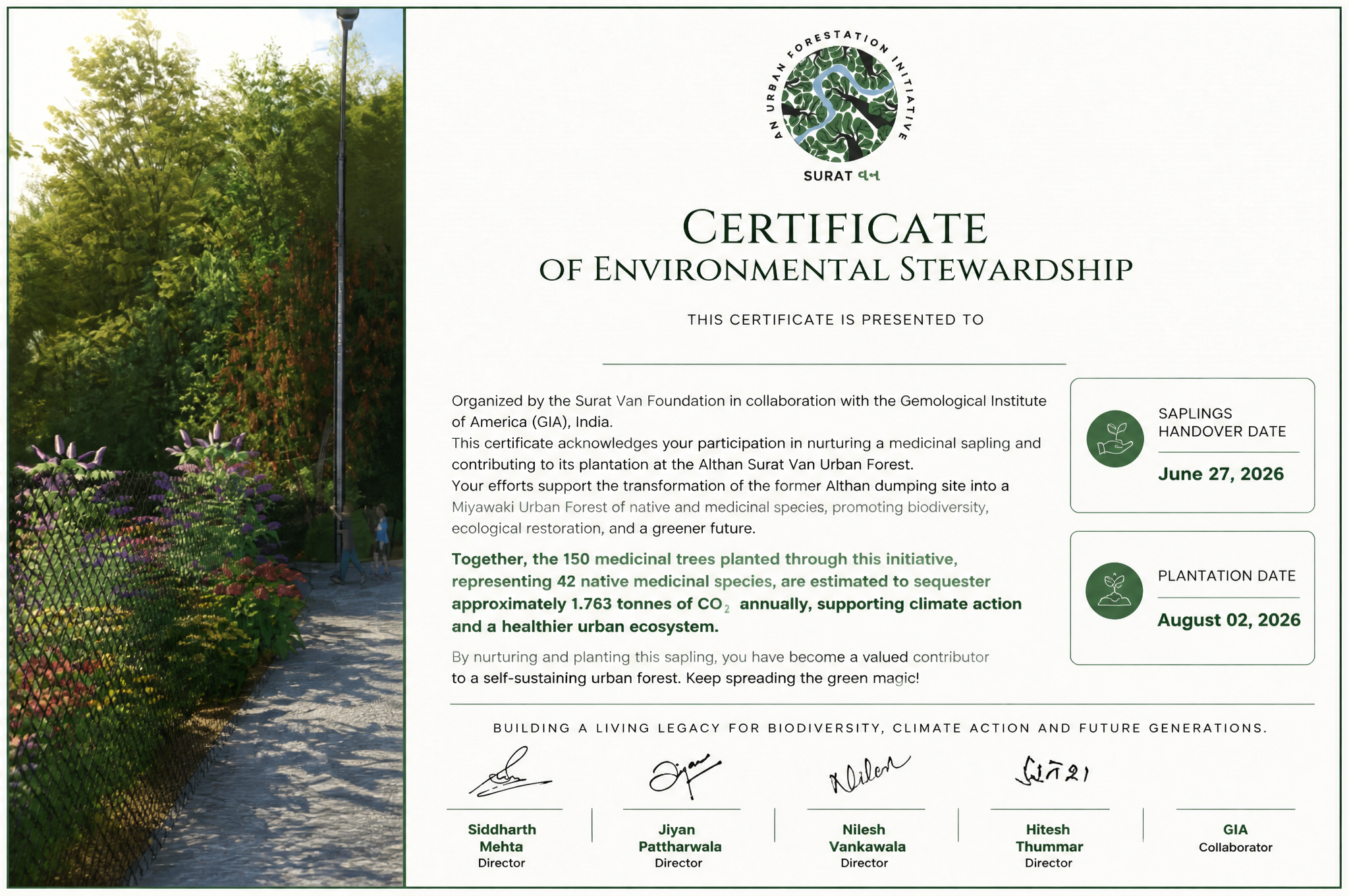 Elite Sustainability Stewardship Award Certificate