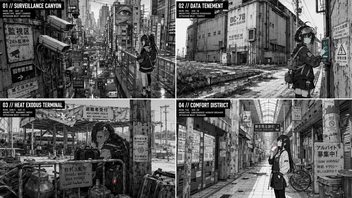 Dystopian Ink-ified Quad Grid Composite