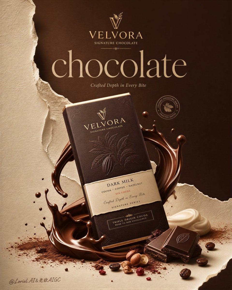 Velvora Luxury Chocolate Emerald & Gold Campaign Poster