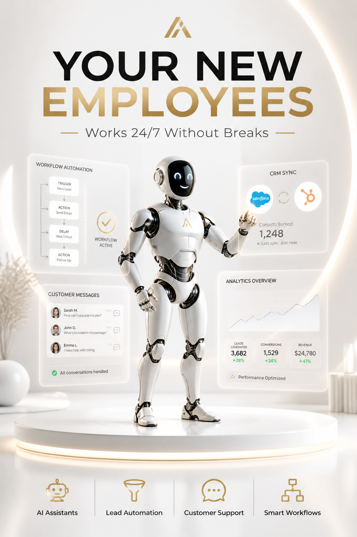 Futuristic AI Employee Automation Concept