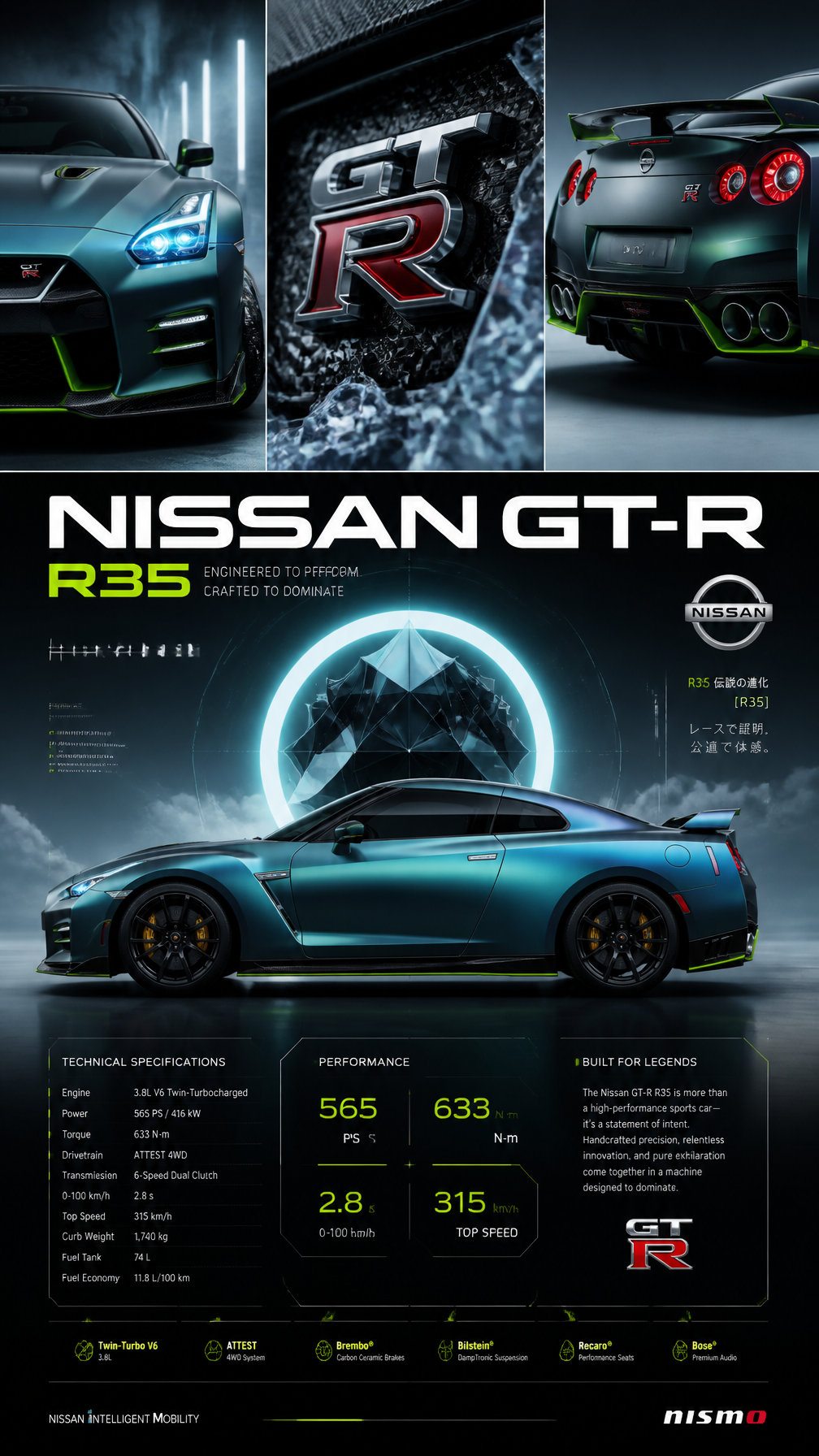 Sci-Fi Luxury Nissan GT-R R35 Editorial Poster