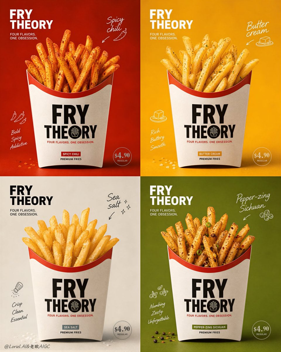 Fry Theory: Ultra-Premium Four-Flavor Brand Campaign