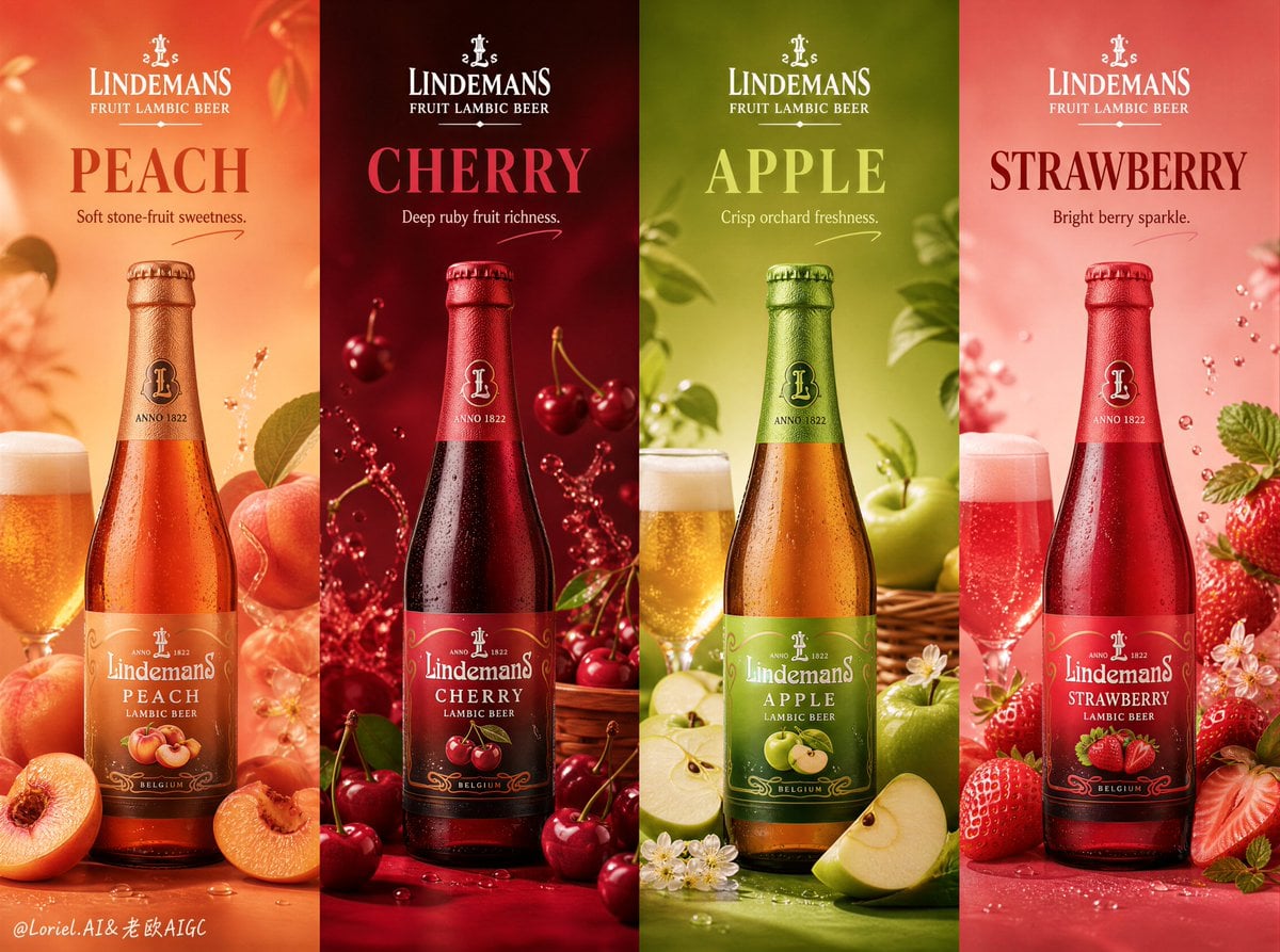 Lindemans Fruit Lambic 4-Flavor Premium Series Poster