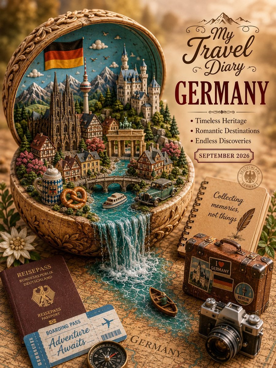 Handcrafted Clay World Travel Diorama - alternate