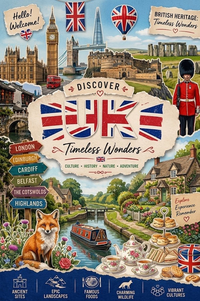 Vintage Scrapbook Travel Collage Poster