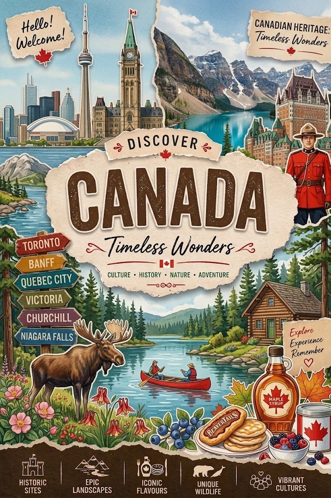 Vintage Scrapbook Travel Collage Poster - alternate