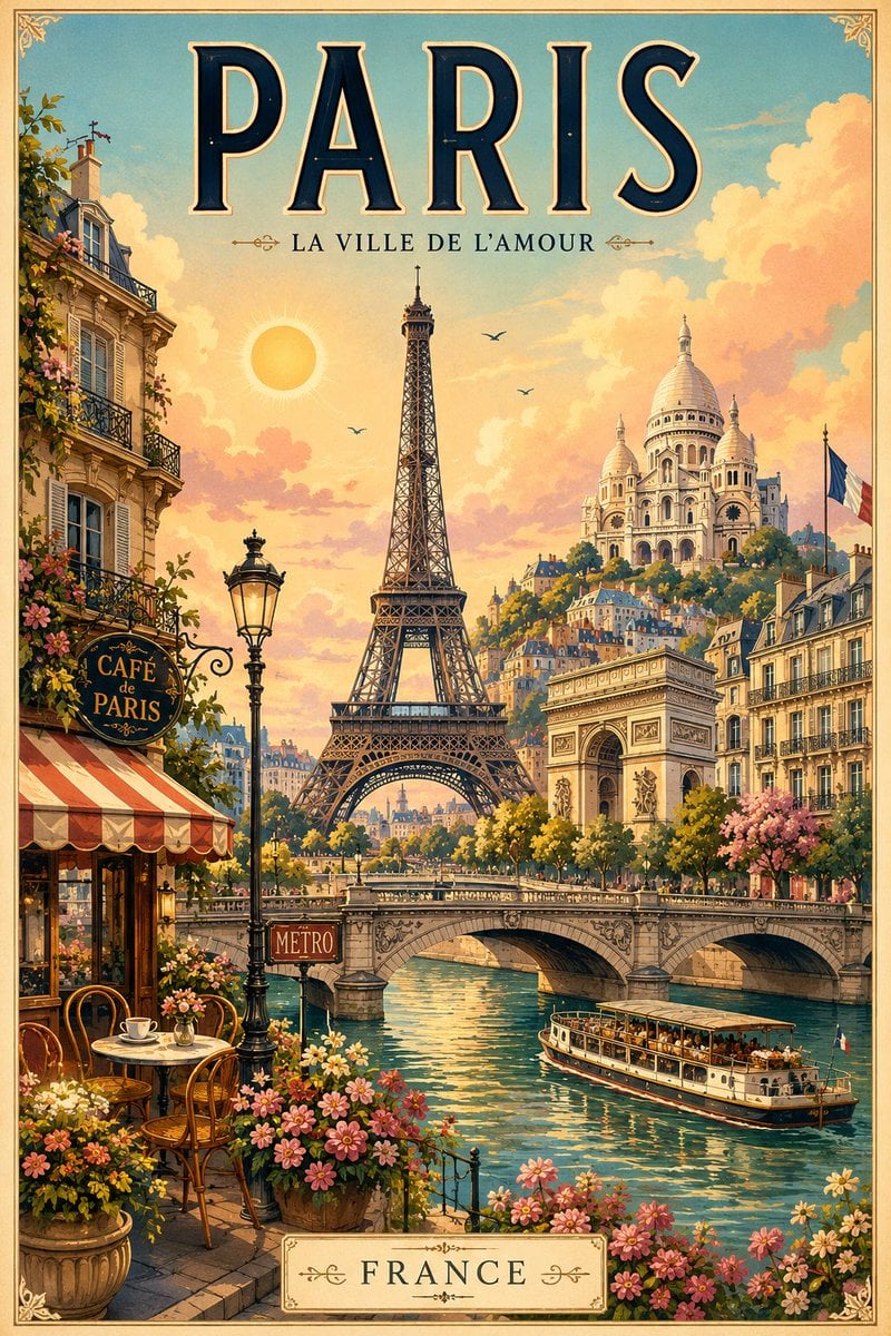 Whimsical Retro Destination Travel Poster - alternate