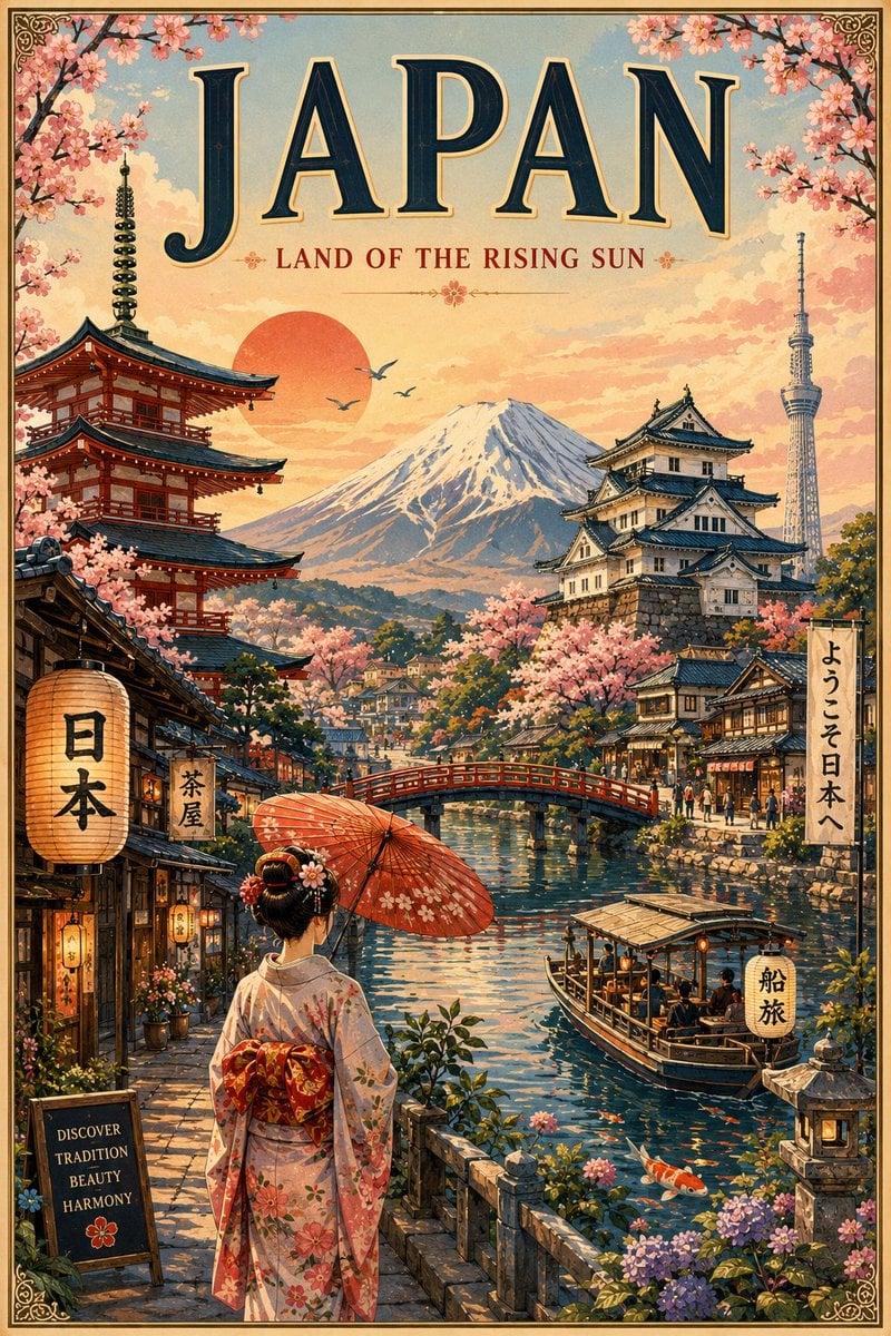 Whimsical Retro Destination Travel Poster - alternate
