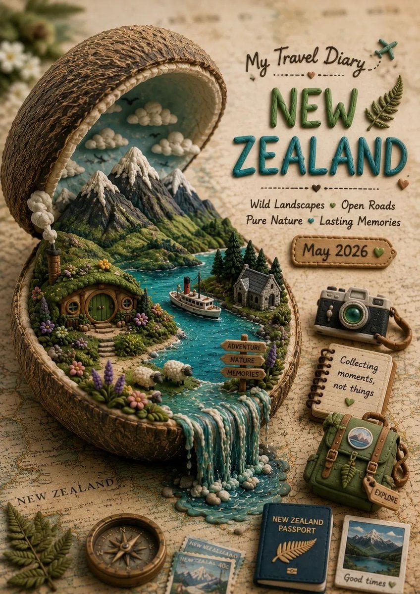 Whimsical Handcrafted Clay Destination Diorama - alternate