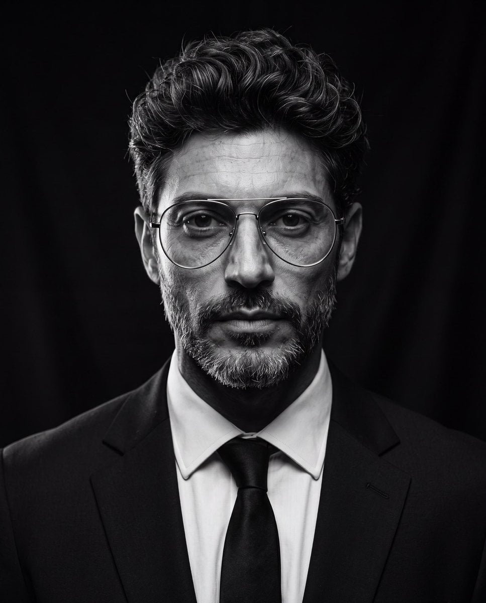 High-End Editorial B&W Studio Portrait
