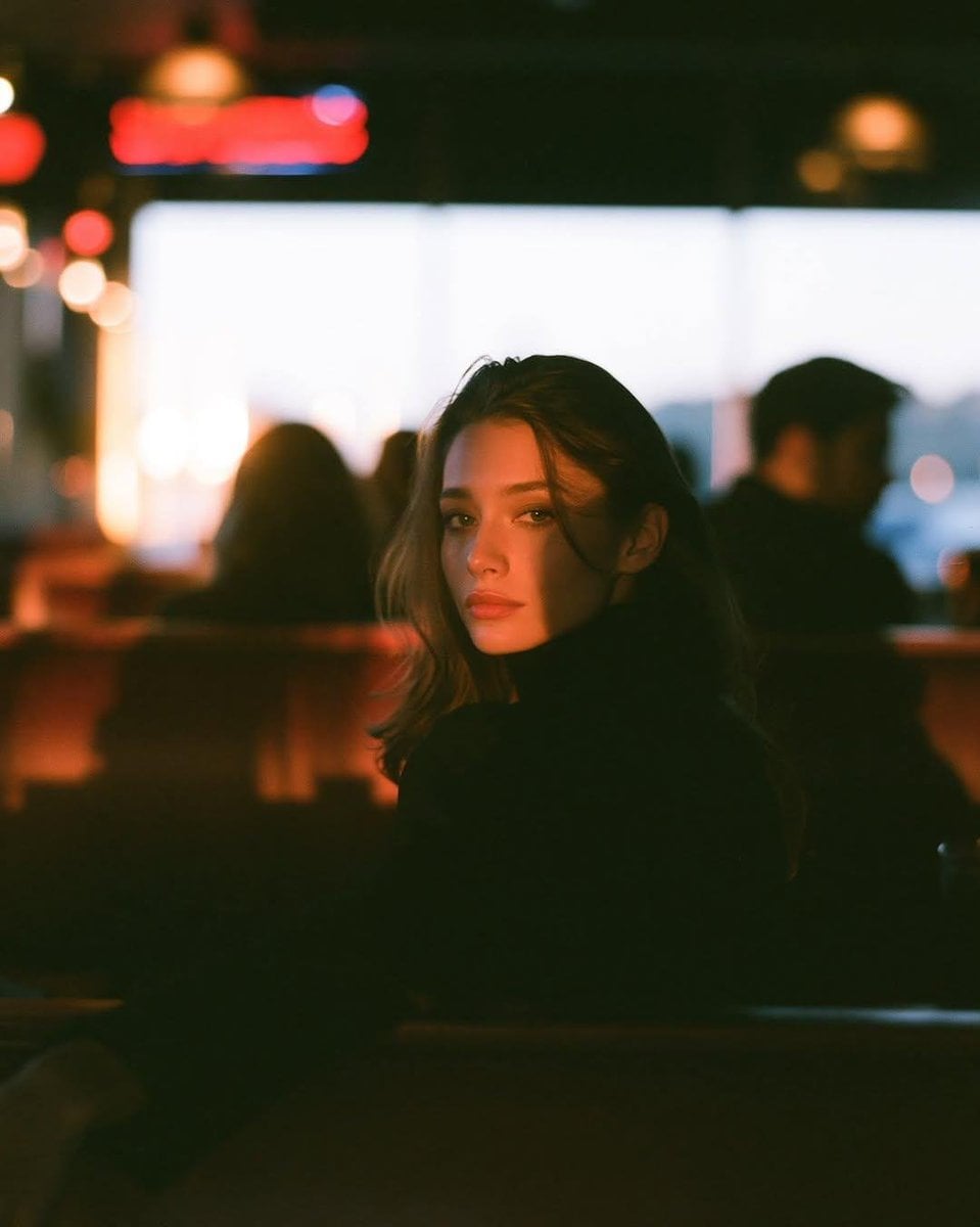 Golden Hour Solitude in Retro Diner - alternate