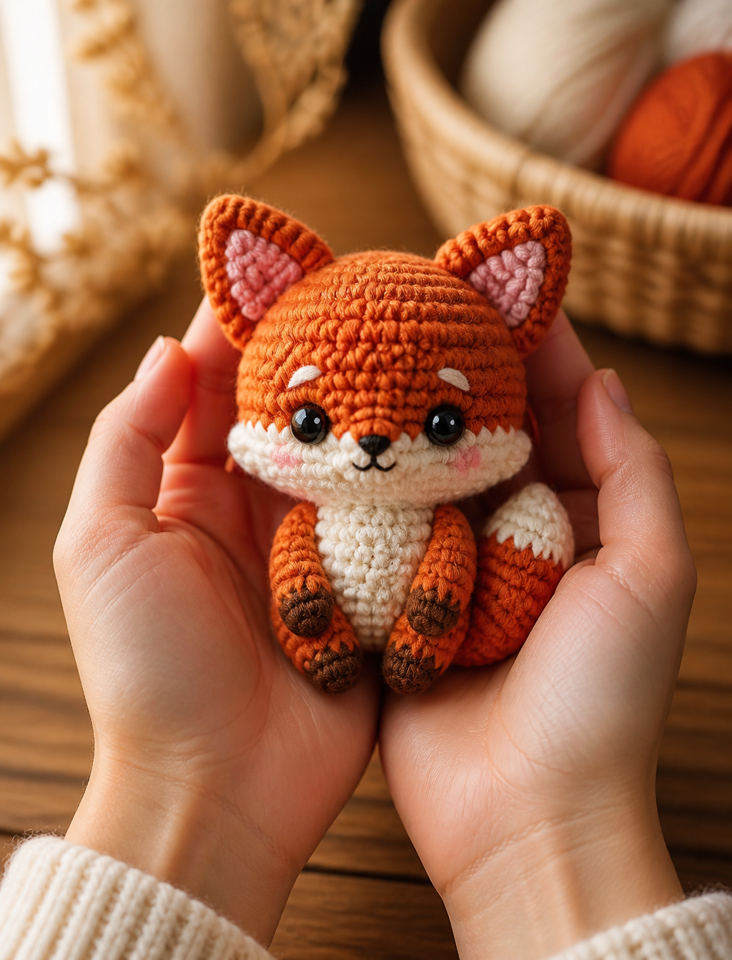 Handmade Crochet Fox Amigurumi in Gentle Hold