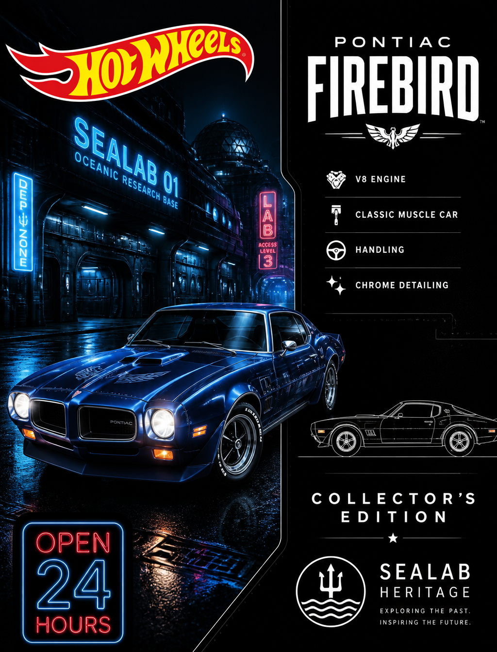 Hot Wheels Pontiac Firebird Sealab Edition Poster