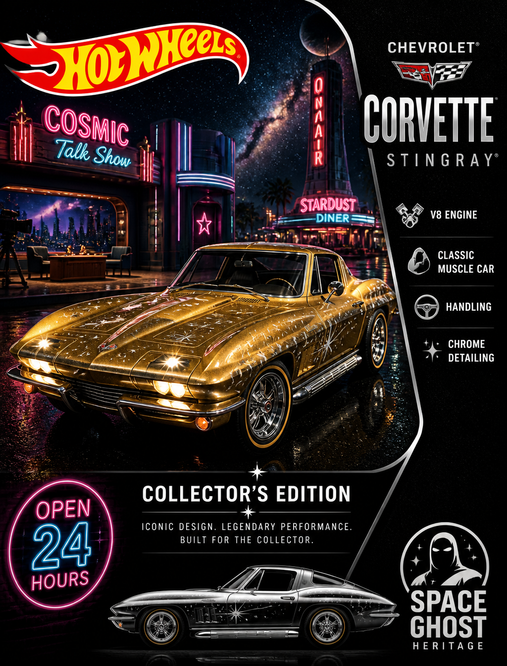 Cosmic Hot Wheels Corvette Collector's Edition Poster
