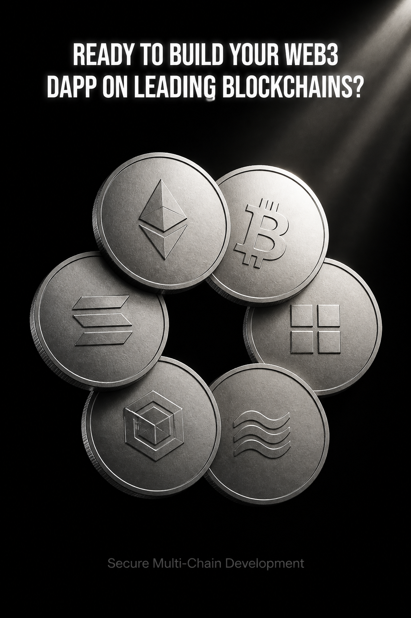 Futuristic Multi-Chain Crypto Coins Composition