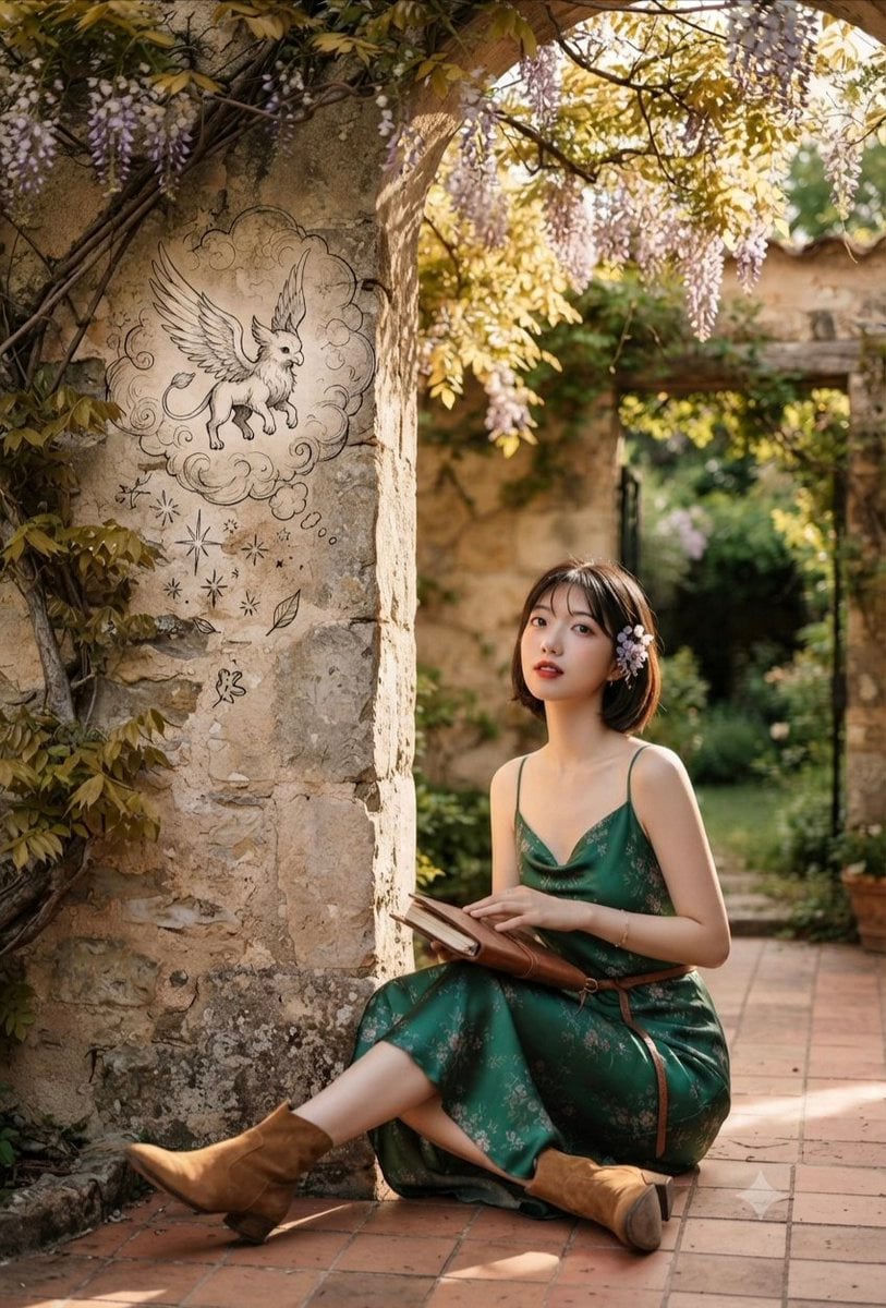 Dreamy Scholar in Wisteria Courtyard - alternate