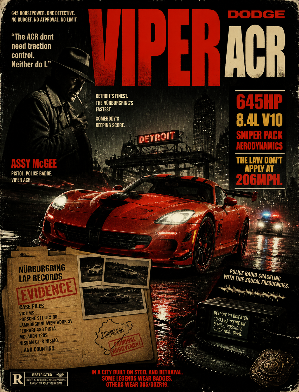 Noir Justice: Dodge Viper ACR Detroit Streets Edition