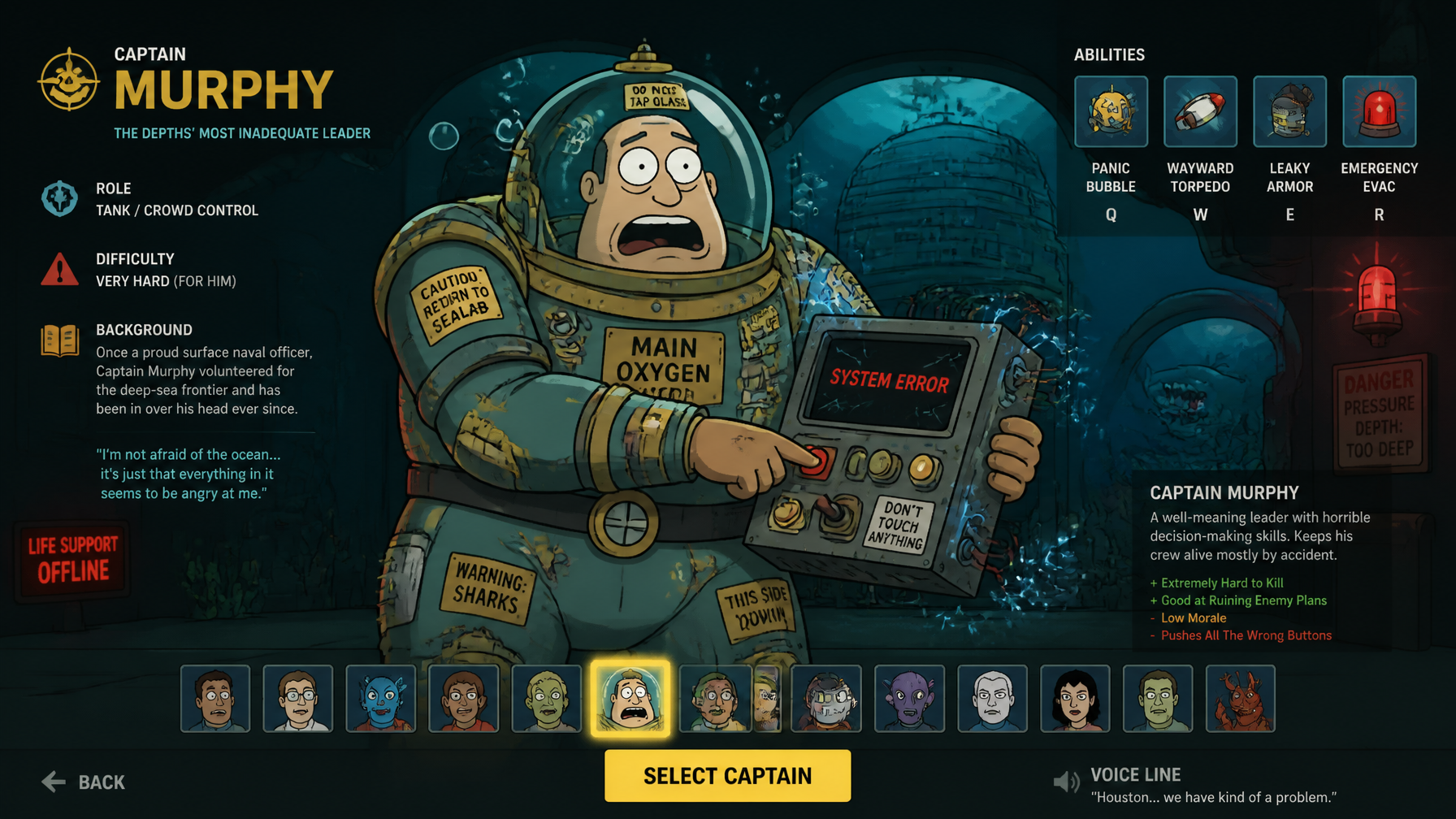 Clumsy Submarine Captain MOBA Splash Art