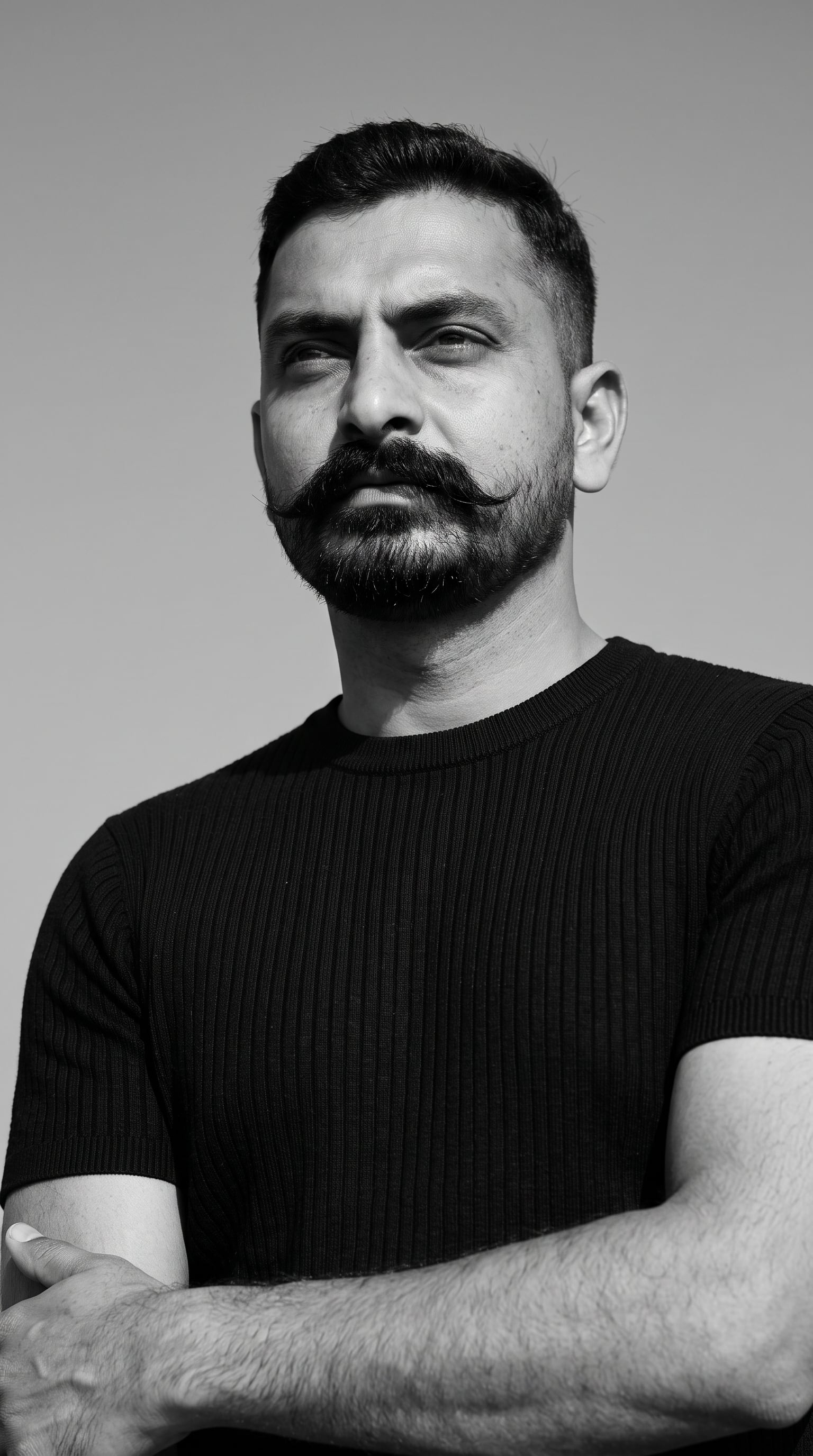 High-Contrast Monochrome Male Editorial Portrait
