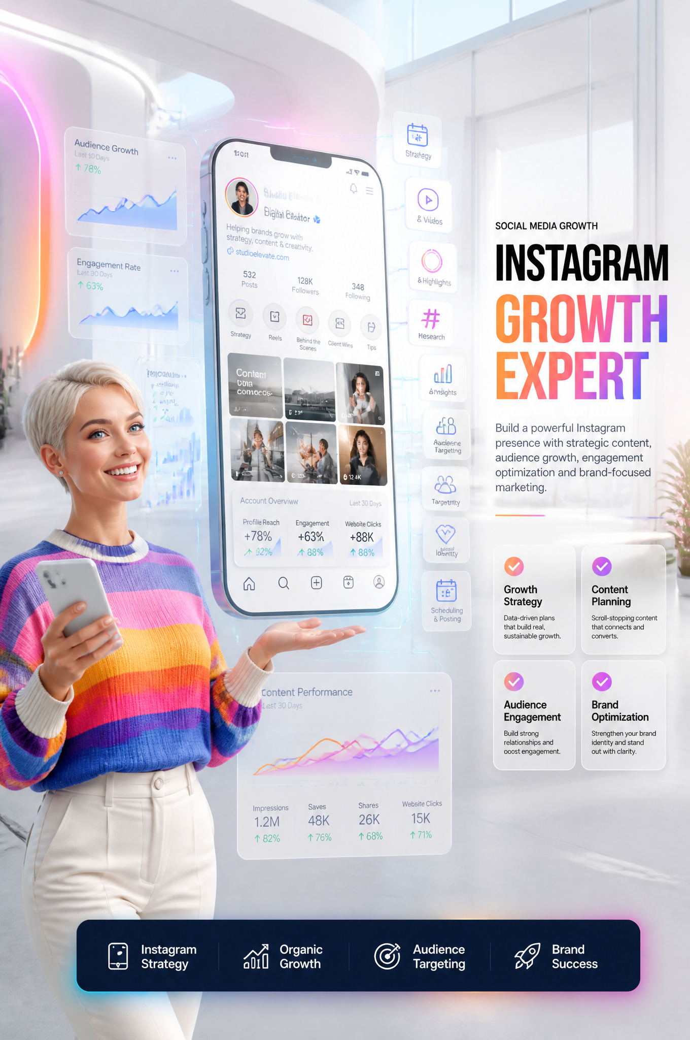 Premium Instagram Growth Expert Advertising Illustration