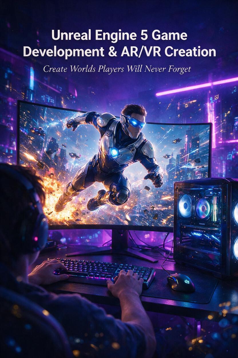 Futuristic UE5 Game Development Promotional Visual