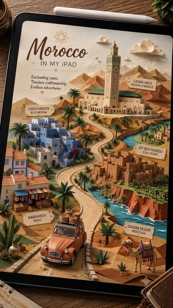 3D Paper-Cut Travel Diorama on iPad