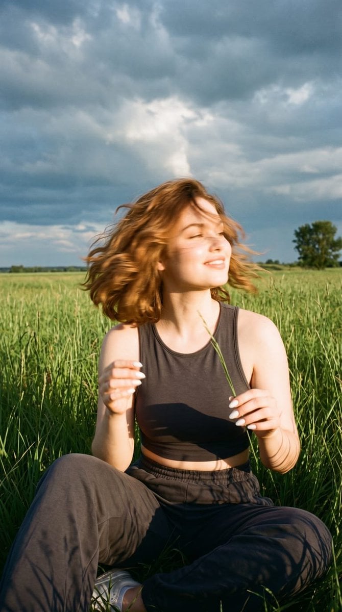 Candid Moment in Stormy Meadow - alternate
