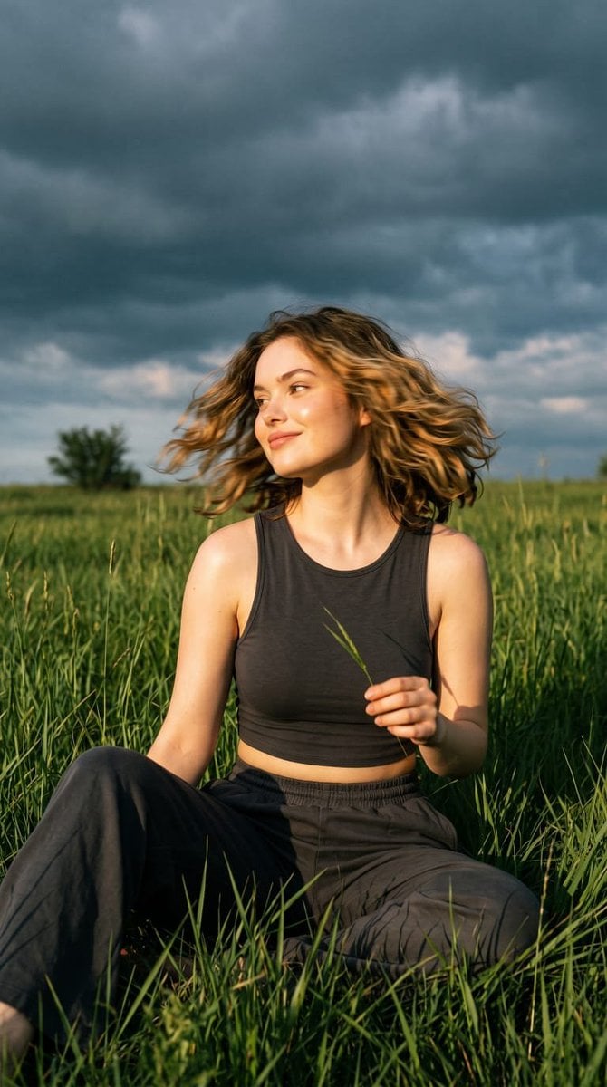 Candid Moment in Stormy Meadow - alternate